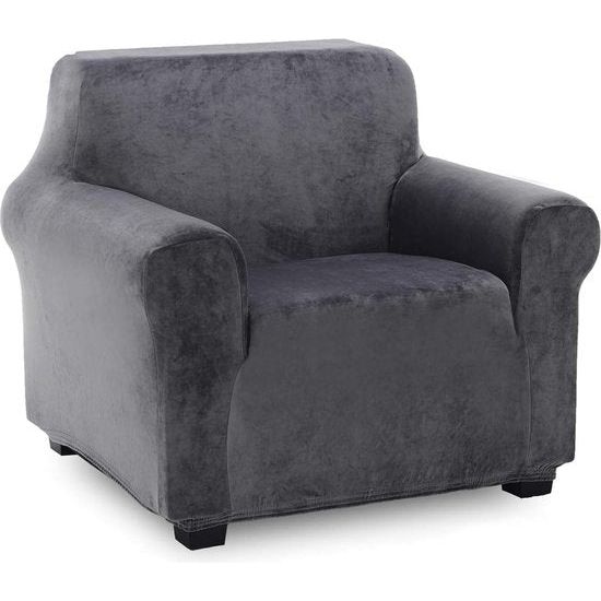 Fluwelen fauteuilhoes, zachte fluwelen pluche bankovertrek, stijlvolle luxe meubelhoezen, antislip, high stretch stoelbekleding (1-zits, grijs)
