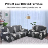 Sofa Cover 4 Seater - Elastic Stretch Spandex Sofa Throws Sofa Hoes - Antislip Wasbare Sofa Protector Bank Cover voor Sofa met armleuningen - Veren