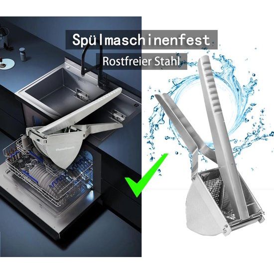 Aardappelstamper van roestvrij staal. Aardappelstamper voor babyvoeding, groente en fruit. Verdikt staal. Aardappelpers roestvrij staal. Aardappelpuree. Aardappelstamper roestvrij staal. Aardappelstamper. Aardappelpers.