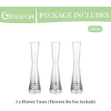 Bloemenvaas, modern, glazen vazen, smal: 3-delige 20 cm hoog, blomus vaas, glas, set, handgemaakte smalle vazen, tafeldecoratie, woonkamer, eettafel, tulpenvaas, decoratieve vaas voor