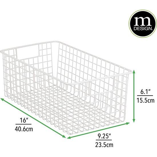 Multifunctionele mand – de flexibele opbergmand voor de keuken, voorraadkamer enz. – compacte en universele draadmand met handgrepen – wit