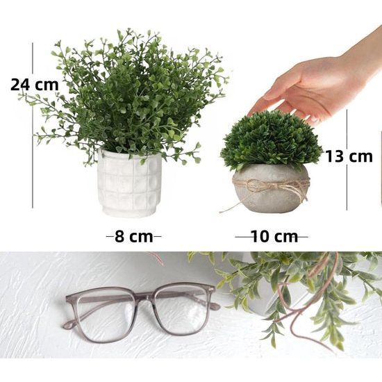 Pakket van 4 kunstplanten, mini-kunstplanten, plastic kunstplanten voor slaapkamer, badkamer, keuken, huis, interieurdecoratie