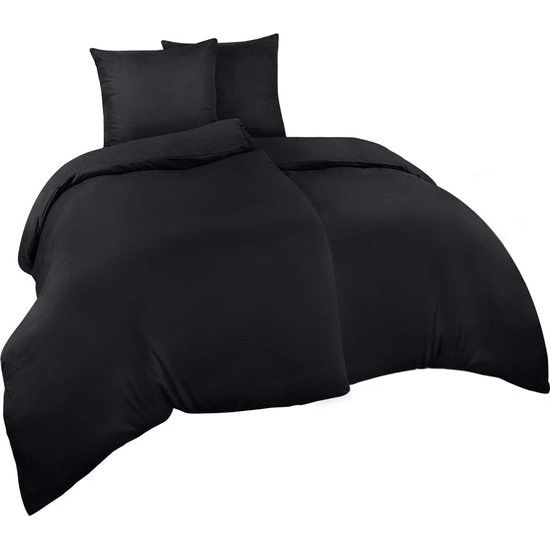 Beddengoed 135 x 200 cm, 4-delig, microvezel, 2 dekbedovertrek van 135 x 200 cm, 2 kussenslopen van 80 x 80 cm, zwart
