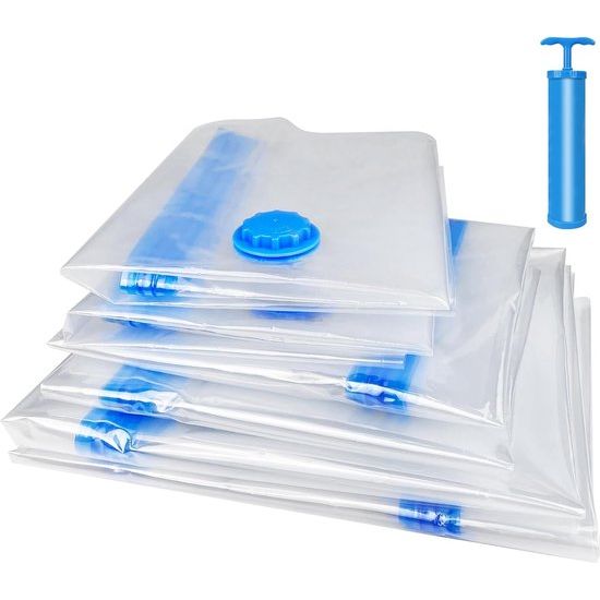 6 stuks vacuümzakken voor kleding, dekbedden, matrassen, vacuümzakken met handpomp, ruimtebesparende vacuümopbergzakken, kledingzak voor op reis, vacuümzakken, 100 x 80 cm, 80 x 60 cm, 60 x 40 cm