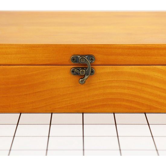 Keepsake Box - Grote houten kist met scharnierend deksel - Rustieke decoratieve houten opbergdoos met blauw fluwelen voering en een antieke sluiting - Heren sieradendoos - Perfect voor