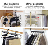 Kledingbroekhanger, ruimtebesparende kasthanger, 6 lagen, 2 toepassingen, multifunctionele broeken, opbergrek, kledingkast, organizer, rekken voor kleding, broeken, sjaals, stropdassen (zwart, 2 stuks)