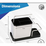 Spoelbak-organizer, roestvrij staal, met sponshouder, spoelbak - opslag spoelaccessoires met sponshouder keuken - afwasorganizer veilig en vaatwasmachinebestendig - gootsteen caddy