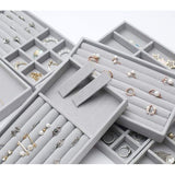 6 stuks fluwelen gevlokte sieraden opberg bowls, sieraden trays organizer, sieraden opslag lade insert voor armbanden, halskettingen, oorbellen, ringen, grijs
