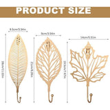 Kleerhaken, 3 stuks, decoratieve haken, plakhaken, bladeren, gietijzer, decoratie, wandhaken, gordijn TieBacks, wandhaken voor het ophangen van sleutels, handdoeken, mantel, tuinhaken, haken