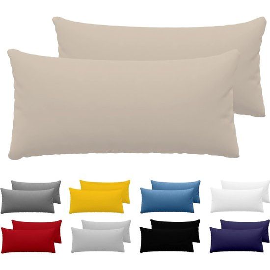 Kussensloop 50 x 80 (set van 2) - 100% jerseykatoen, 150 g/m² kussenslopen - beige, voor kussensloop 50 x 80 cm, kussensloop, resistent en hypoallergeen