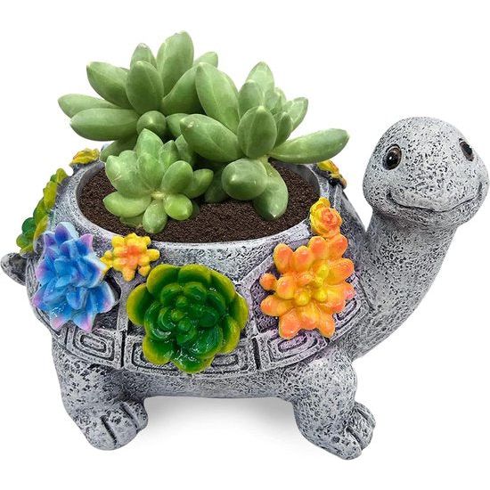 Schildpadtuindecoratie, bloempot voor vetplanten, schattige diervormige bloempotdecoratie, harscactusplantenpotten voor thuiskantoor, mini-ornament, bloempotten voor balkondecoratie