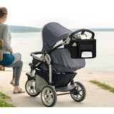Organizer met bekerhouder/dispenser voor natte doekjes, kinderwagentas, buggy-organizertassen met ritsvak, schouderbanden, reistassen voor luiers, doekjes, mobiele telefoons, zwart