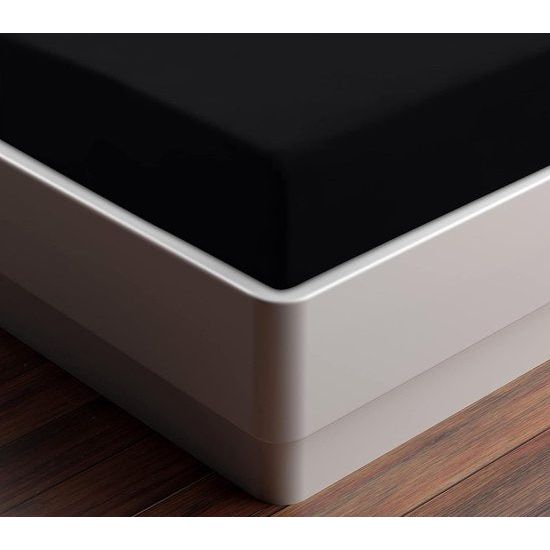 Hoeslaken 90x200cm - zwart - geborsteld polyester microvezel hoeslaken - 35 cm diepe zak