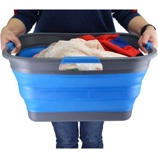 Collapsible Plastic Laundry Basket 30L Collapsible Storage Bin Organizer Space Saving Basket Water Capacity 24L