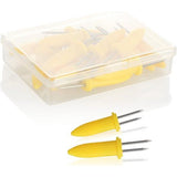16 x Corn Skewers with Stainless Steel Pins, Rustproof - Reusable Corn Skewers - Accessories for Barbecues, Barbecues, Kitchen (Pack of 16 - Corn)