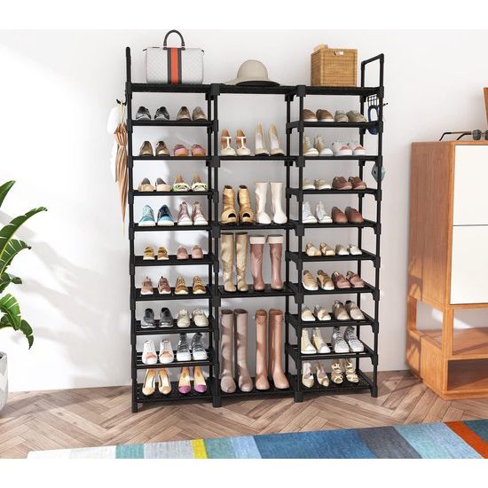 Schoenenkast zwart 127 x 30 x 173 cm