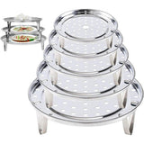 Roestvrijstalen stoompan, 5 stuks, stoominzetstuk, ronde standaard, stoominzet van roestvrij staal, voor kookpannen, potten, taartrooster, afkoelrooster voor koken, braden, bakken, 18/20/22/24/26 cm.