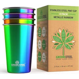 Roestvrijstalen beker, regenboog, 475 ml, stapelbare en herbruikbare drinkset, voor kantoor, thuis, reizen en camping, krasbestendig, antislip, lichtbestendig