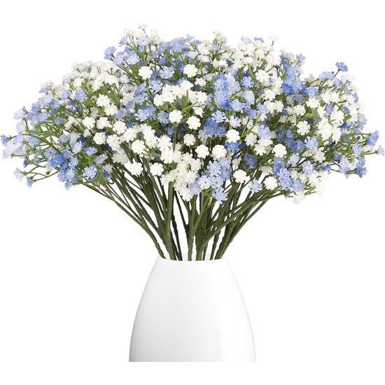 Pack of 10 Artificial Gypsophila Artificial Flowers Gypsophila Artificial Flowers Bouquets for Wedding Bridal Party Home Decor (White Blue)