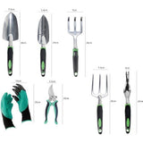 Tuingereedschapsset, 9-delige roestbestendige tuingereedschapsset met opbergtas, tuinset, handgereedschap, geschenkkit, hoogwaardig tuingereedschap, ideaal tuincadeau voor vrouwen en mannen
