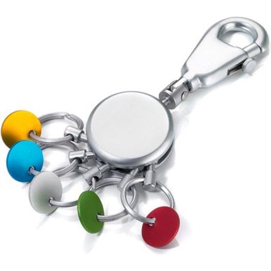 Sleutelhanger met karabijnhaak en 6 los te haken ringen, keuze uit verschillende dessins