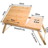 Laptoptafel Laptopstandaard in hoogte verstelbaar Bedlade 55x35cm opklapbaar gemaakt van bamboe