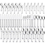 Bestekset voor 12 personen, 60-delige roestvrijstalen bestekset, bestekset met mes, vork, lepel, hoogwaardig roestvrijstalen bestek, hoogglans gepolijst en vaatwasmachinebestendig