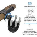 Drankhouder voor kinderwagen en buggy, bekerhouder, flessenhouder, babyflessenhouder, flessenhouder met 360° scharnier, anti-slip bevestiging en klittenbandsluiting