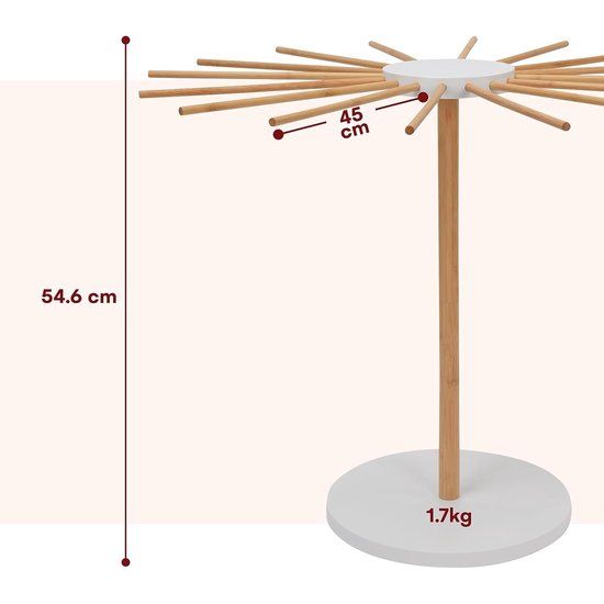 Pasta droger voor eenvoudig drogen van pasta - Efficiënt en veelzijdig pasta-drogen voor zelfgemaakte pasta - ruimtebesparend en hygiënisch - ideaal voor de keuken thuis - wit