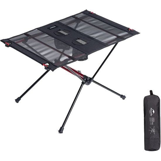 Opvouwbare picknicktafel, aluminium, campingtafel, klaptafel voor kampeerders in de open lucht, met 2 flesbanden, ultralichte draagbare campingtafel voor outdoor-activiteiten