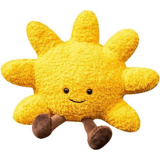 Smiley Pluche zonnekussen, bloemvormig kussen, bloemvormig stoelkussen, vloerkussen, cartoon-weerspeelgoed, zon, pluche pop, kinderkamer, thuis, bank, decoratie, 31 cm