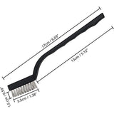 Mini roestvrijstalen draadborstelset (set van 15) - staalborstel met gebogen kunststof handgreep en ophanggat - ambachtelijke borstel voor het reinigen van metselwerk, metaalwerk