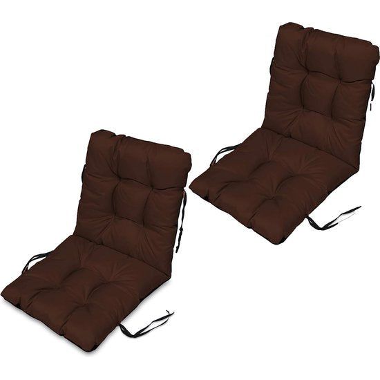 Stoelkussen zitkussen en rugkussens voor stoelen - set van 2 48x96 cm - voor binnen en buiten - bruin