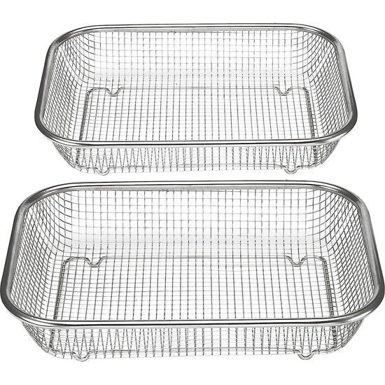 Set van 2 roestvrij stalen grillmanden, grillrooster, bakmand voor vetarm heteluchtkoken, bakken, grillen in de oven of grill