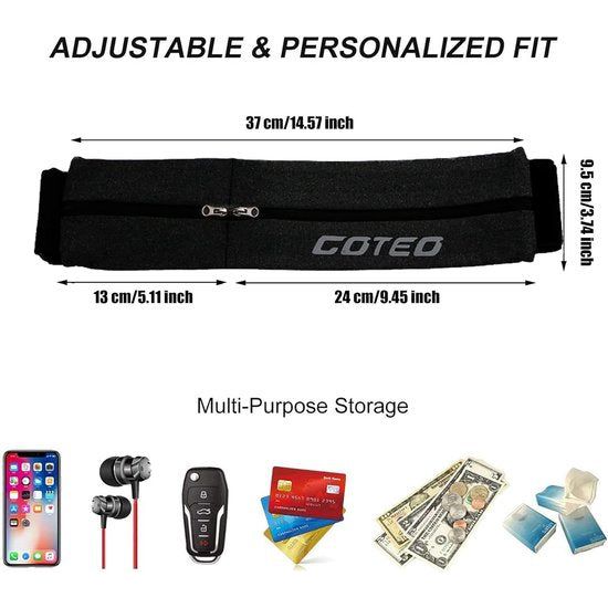 Hardloopgordel voor dames en heren, hardloopgordel voor mobiele telefoon, voor sleutels, telefoon en geld, loopgordel mobiele telefoon voor fitness, sport, fietsen, hardlopen, reizen