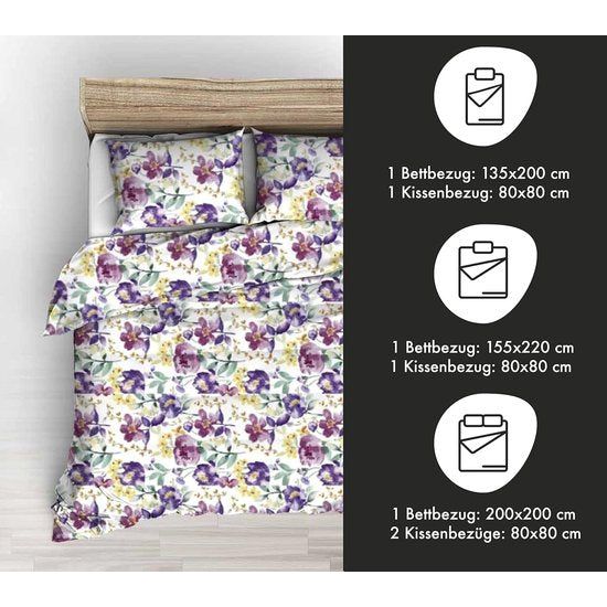 Onyx beddengoed 135 x 200 cm en kussensloop 80 x 80 cm 100% zacht comfortabel microvezel hoogwaardig dekbedovertrek met ritssluiting ademend beddengoed 135 x 200 cm VH-18