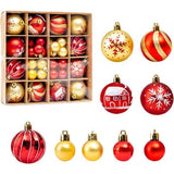 Pack of 44 Christmas Tree Baubles, Red and Gold, Sparkling Christmas Tree Baubles, Shatterproof, Suitable for Indoor and Outdoor Use, Christmas Baubles Set