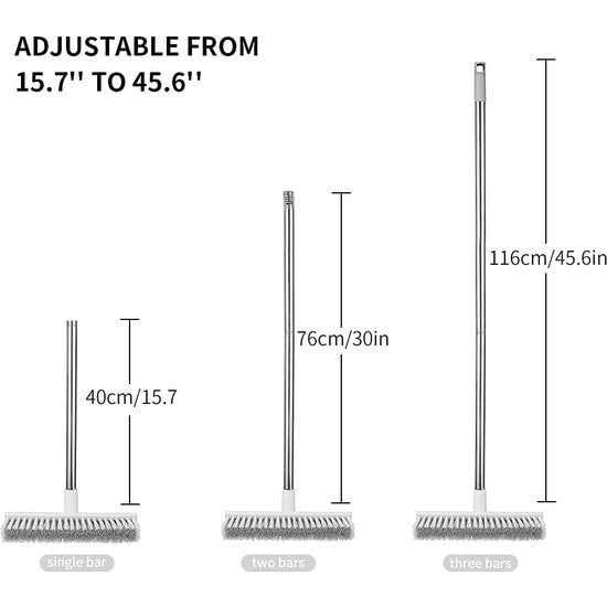 2 stuks schrobber met een lange handgreep, verstelbare roestvrijstalen handgreep, bezem met stijve borstelharen voor het reinigen van tegels, badkamer, keuken, patio
