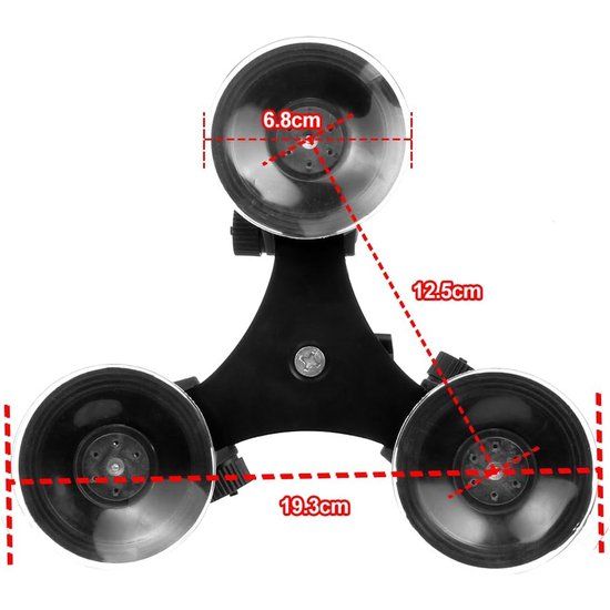 Triple Cup - camera-zuignaphouder - drievoudige zuignaphouder met 1/4 schroefdraad en 360 graden statiefkogelkop (Triple Cup set)