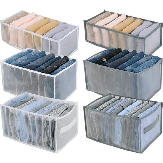 Opvouwbare opbergdozen voor kleding, 6 stuks kledingkast, opbergsysteem, kledingopslag, organizer, box, kledingkast, kledingorganizer voor broeken, shirt, ondergoed, sokken en stropdassen