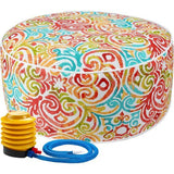 Opblaasbare kruk - kleurrijke kruk binnen en buiten -50 * 23 cm gebreide kruk waterdicht gemaakt van polyester en PVC voor tuinzwembad woonkamer -Corinthian Dapple