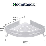 Hoomtaook doucheplank hoekplank douchemand douchebakken zonder boren voor badkamer, space aluminium, matte afwerking, badkamerplank, 2 stuks zwart