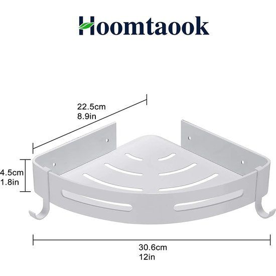 Hoomtaook doucheplank hoekplank douchemand douchebakken zonder boren voor badkamer, space aluminium, matte afwerking, badkamerplank, 2 stuks zwart