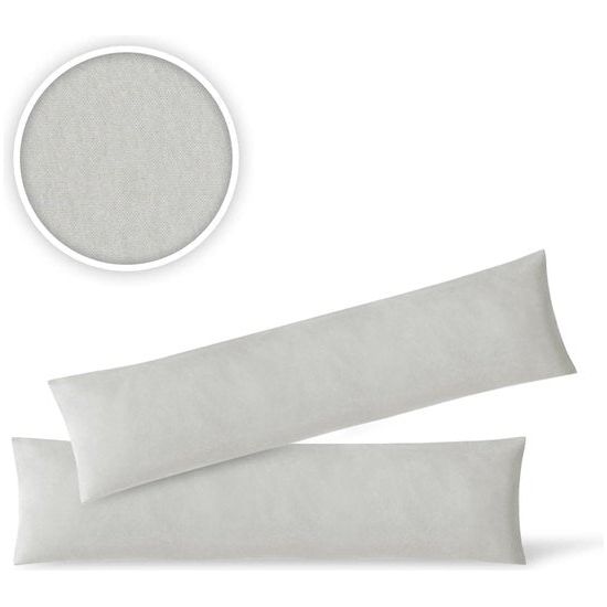 kussensloop, set van 2, voordeelpak met ritssluiting, hoogwaardige kwaliteit, zilver, 40 x 145 cm