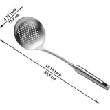 Skimmer, 38 cm roestvrijstalen keukenzeef, gleuflepel, met comfortabele handgreep en ophanggaten, moddervangers voor de keuken