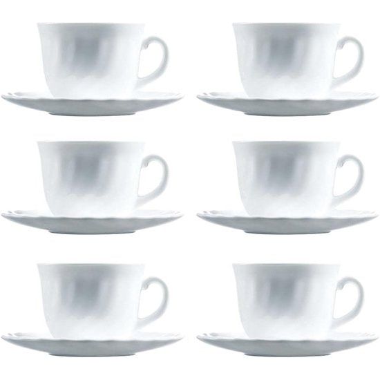 koffieservies wit, glas, 6 stuks (1 stuk), 6 stuks