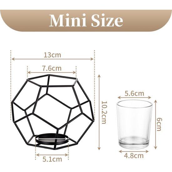 Kaarsenhouder Kaarsenhouder Kaarsenhouderset Metaal 6-delig Ijzer Decoratieve lantaarn Kaarsenhouder voor stompkaarsen Zwart Moderne kaarsenstandaard Tafeldecoratie voor bruiloft Woonkamer