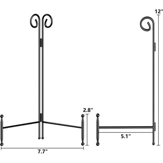 Bordenstandaard en houder displaystandaard, 30,5 cm, zwarte ijzeren fotolijst standaard voor presentatie, inklapbare en draagbare schildersezelstandaard voor op tafel (set van 2)