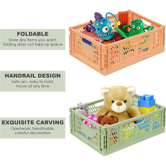 Shelf Baskets Set of 4 Plastic Storage Boxes Foldable Storage Boxes Kitchen Drawer Inserts Stackable Shelf Baskets Storage Boxes Transport Boxes Cabinet Container Cubes Home Office Bedroom Pink +