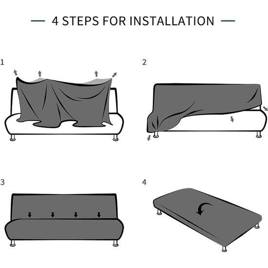 Clic Clac Elastische bankovertrek, zonder armleuning, armloos, antislip (grijs)